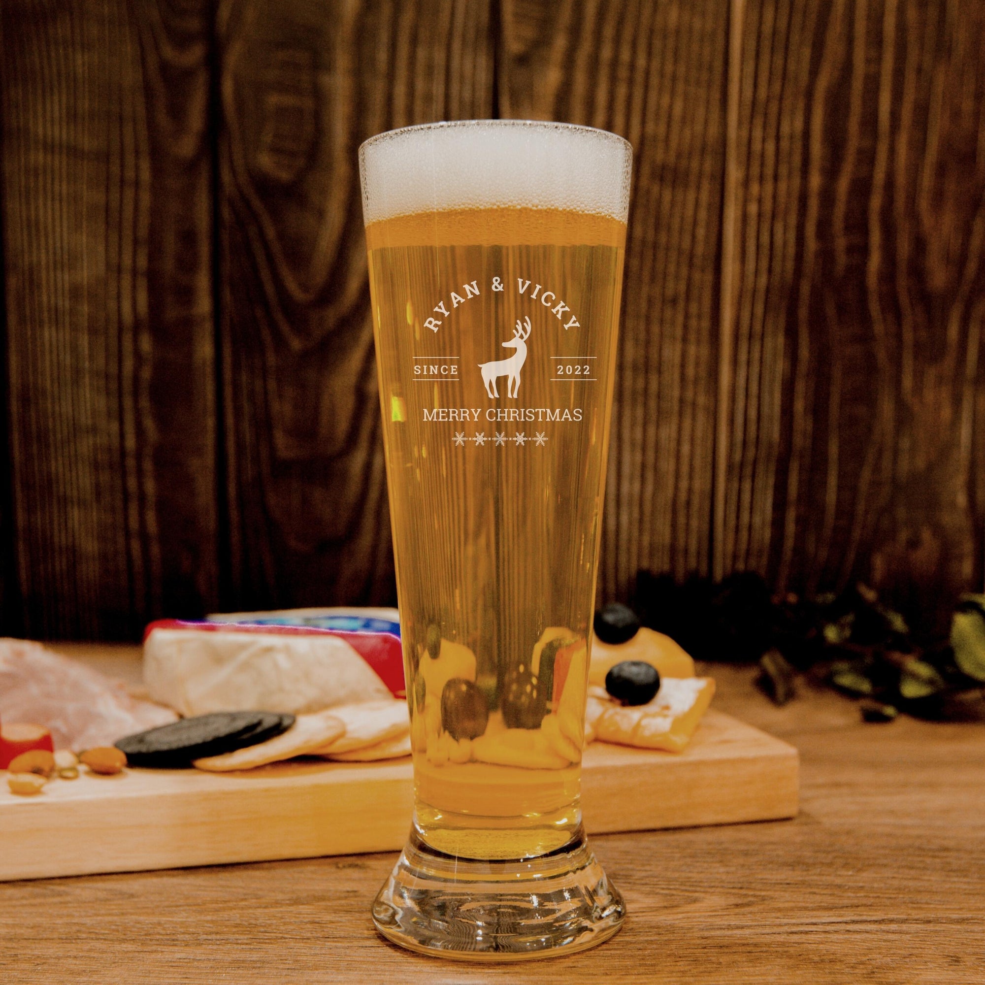 Christmas Personalised Set of 4 Beer - Portugal Glasses, Custom Engraved  Pilsner Tank Mug, Corporate/ Father/ Housewarming Gift, Xmas, New Year Favour Present