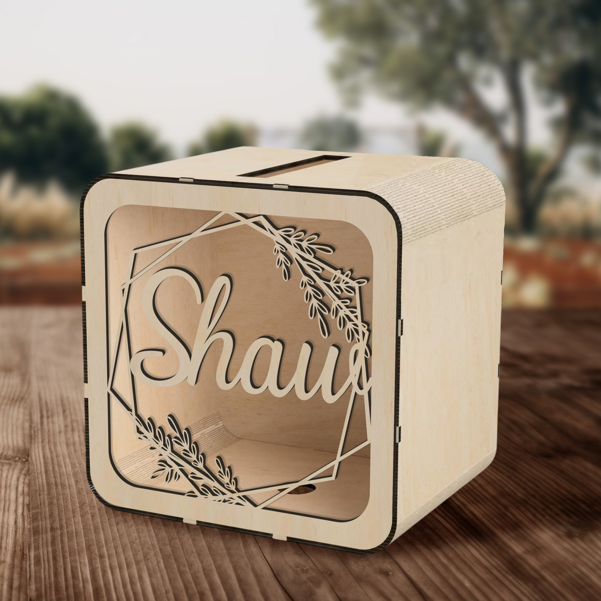 Custom Made Laser Cut Plywood Wishing Well Box, Personalised Name & Date Money, Envelope, Card Boxes, Rustic Wedding Memory Keepsake Gift