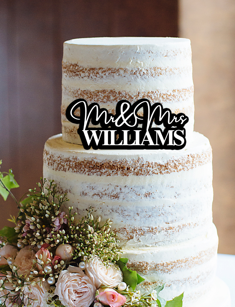 Custom 3D Acrylic Double Layered Mr & Mrs - Wedding Cake Plaque/ Front Topper