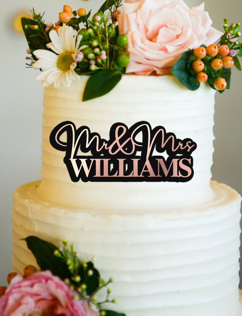 Custom 3D Acrylic Double Layered Mr & Mrs - Wedding Cake Plaque/ Front Topper