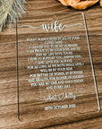 Custom Engraved Acrylic Wedding Vows, Personalised Husband and Wife Vow Book Sign, Bride/ Groom, Newlywed Couple Plaque, Luxury Wedding Decor Ceremony/ Elegant Event / Engagement/ Bridal Shower