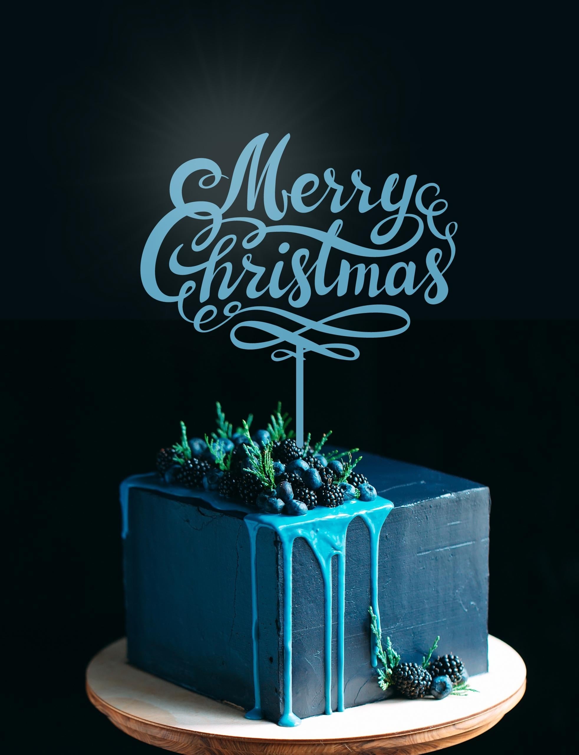 Merry Christmas Cake Topper, Personalised Custom MDF/ Mirror Acrylic Xmas Cake Decoration, Happy New Year Toppers, Event Party Supply Decor