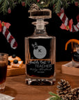 Christmas Engraved Whiskey Decanter Set with 4 Scotch Glasses, Xmas New Year Personalised Custom Monogram Premium Whisky Birthday, Groomsmen,Dad/ Him Gift