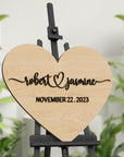 Custom Heart Love 3D Raised Name Timber Wedding Alternative Guest Book Welcome Sign, Personalised Rustic/ Vintage/ Boho, Country Hippie style Wooden Names, Ceremony/ Event/ Engagement/ Bridal Shower/ Birthday Signage on Easel