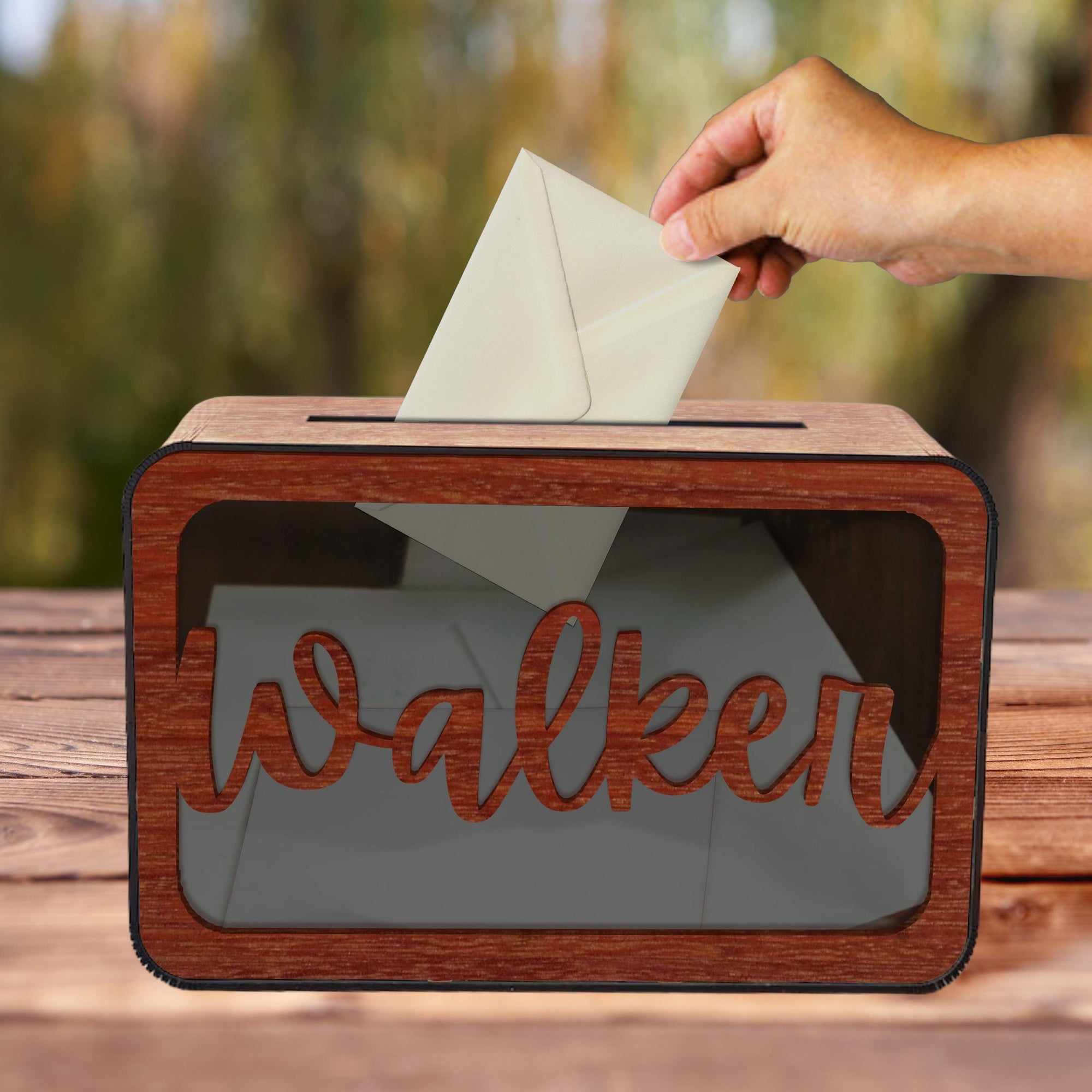 Custom Made Laser Cut Plywood Wishing Well Box, Personalised Name & Date Money, Envelope, Card Boxes, Rustic Wedding Memory Keepsake Gift