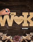 Custom Engraved Wooden Guest Book Alternative, Personalised, Wooden Initials Heart Couple Wedding Sign, Rustic/ Vintage/ Boho, Country Wedding Decor, Engagement/ Birthday Signage on Easel, Laser Cut GuestBook