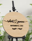 Custom Round Circle 3D Raised Name Timber Wedding Alternative Guest Book Welcome Sign, Personalised Rustic/ Vintage/ Boho, Country Hippie style Wooden Names, Ceremony/ Event/ Engagement/ Bridal Shower/ Birthday Signage on Easel