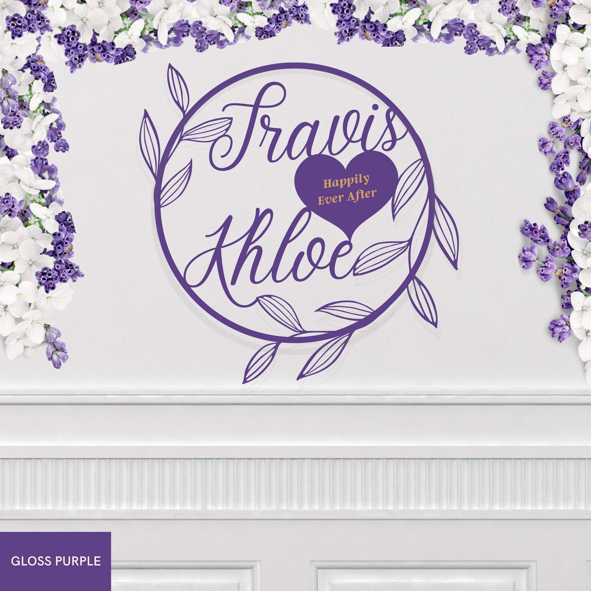 Custom Couple Name Wedding Leaf Hoop Sign