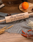 Christmas Personalised Wooden Rolling Pin, Custom Engraved Timber Dough Roller, Cake Baking Utensil, Xmas/ New Year Birthday Corporate Gift