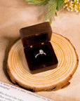 Personalised Wooden Engagement Proposal Ring Bearer Box, Custom Engraved Wedding Double Slot Solid Walnut Oval Ring Holder Storage, Rustic Vintage Anniversary Gift