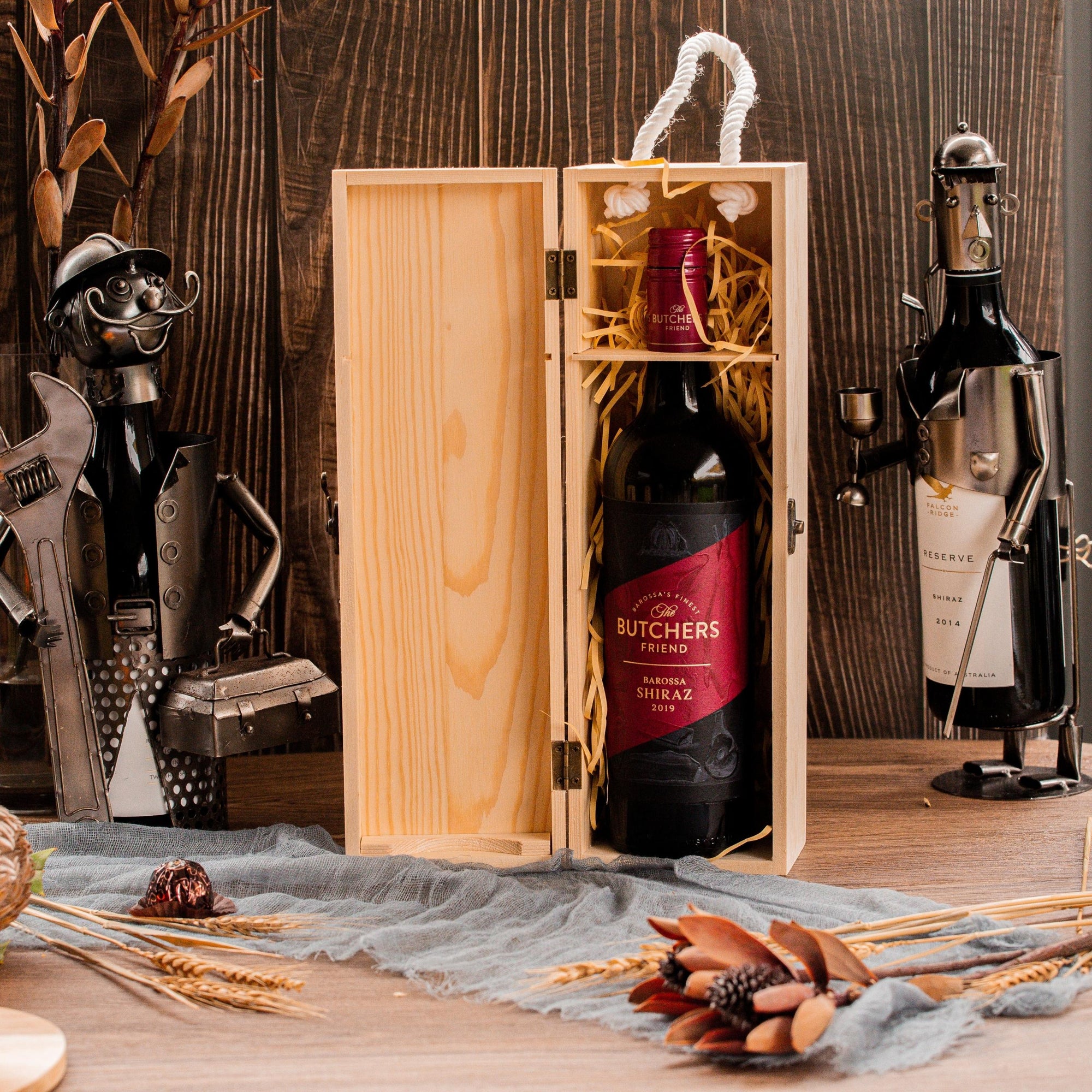 Christmas Personalised Pine Wooded Wine Box Gift, Engraved Custom Housewarming/ Birthday Champagne, Wedding Bridesmaid/ Groomsman Favour, Xmas/ New Year Mother, Father Present Box