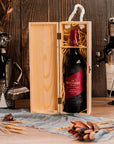 Christmas Personalised Pine Wooded Wine Box Gift, Engraved Custom Housewarming/ Birthday Champagne, Wedding Bridesmaid/ Groomsman Favour, Xmas/ New Year Mother, Father Present Box