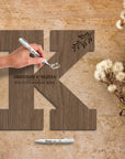 Custom Engraved Wooden Guest Book Alternative, Personalised Wooden Family Name Letter, Rustic/ Vintage/ Boho, Country Wedding Decor, Engagement/ Birthday Signage on Easel, Laser Cut GuestBook