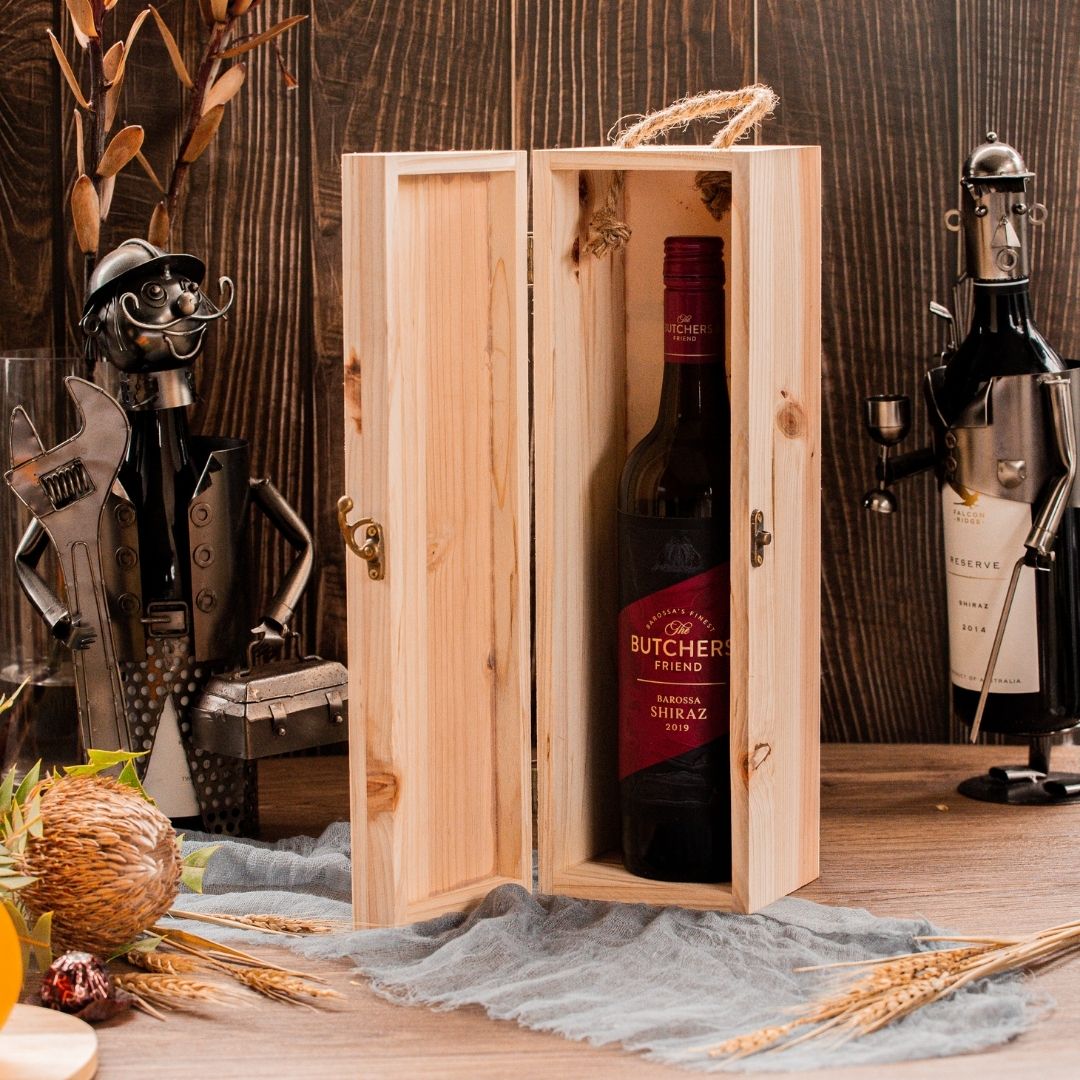 Personalised Rustic Pine Wooded Wine Box Gift, Engraved Custom Housewarming/ Birthday Champagne Present Box, Wedding Bridesmaid/ Groomsman, Thank You God Parents Favour, Mother's, Father's Day