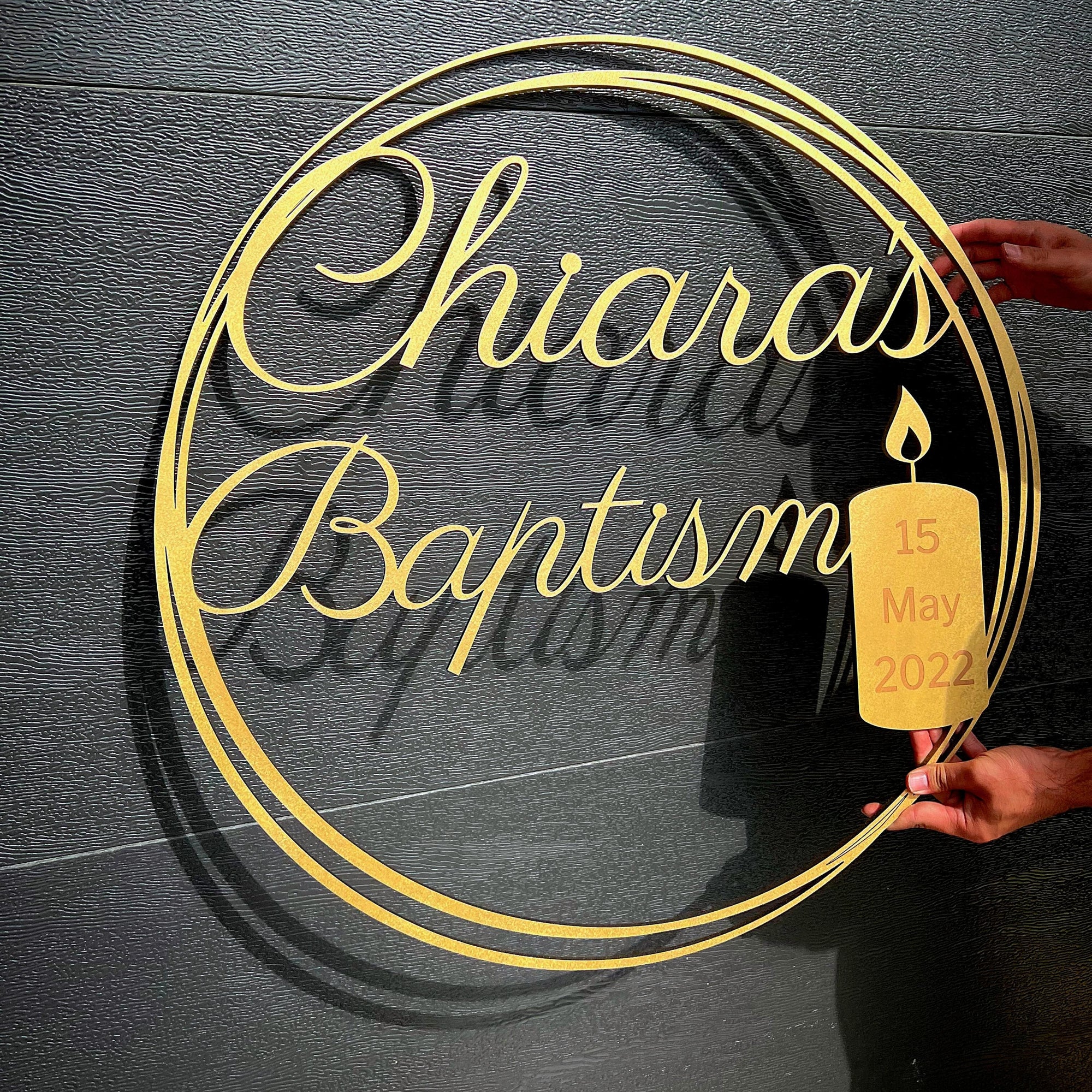 Custom Made Baby Christening/ Baptism Scribble Sign Hoop, Personalised Laser Cut Baby Name Hanging Signage, Photo Prop Birthday Shower Decor