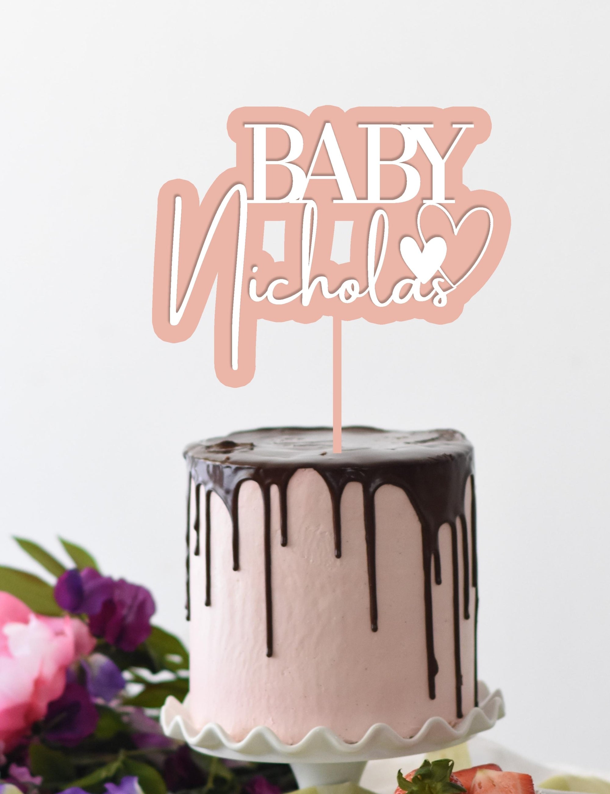 Personalised 3D Acrylic Double Layered Baby Name - Birthday Cake Topper, Shadow Effect, Custom Cut Out Joint Name, Wedding/ Celebration/ Event Party Decor Supply Toppers