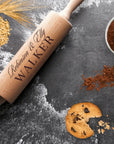Christmas Personalised Wooden Rolling Pin, Custom Engraved Timber Dough Roller, Cake Baking Utensil, Xmas/ New Year Birthday Corporate Gift