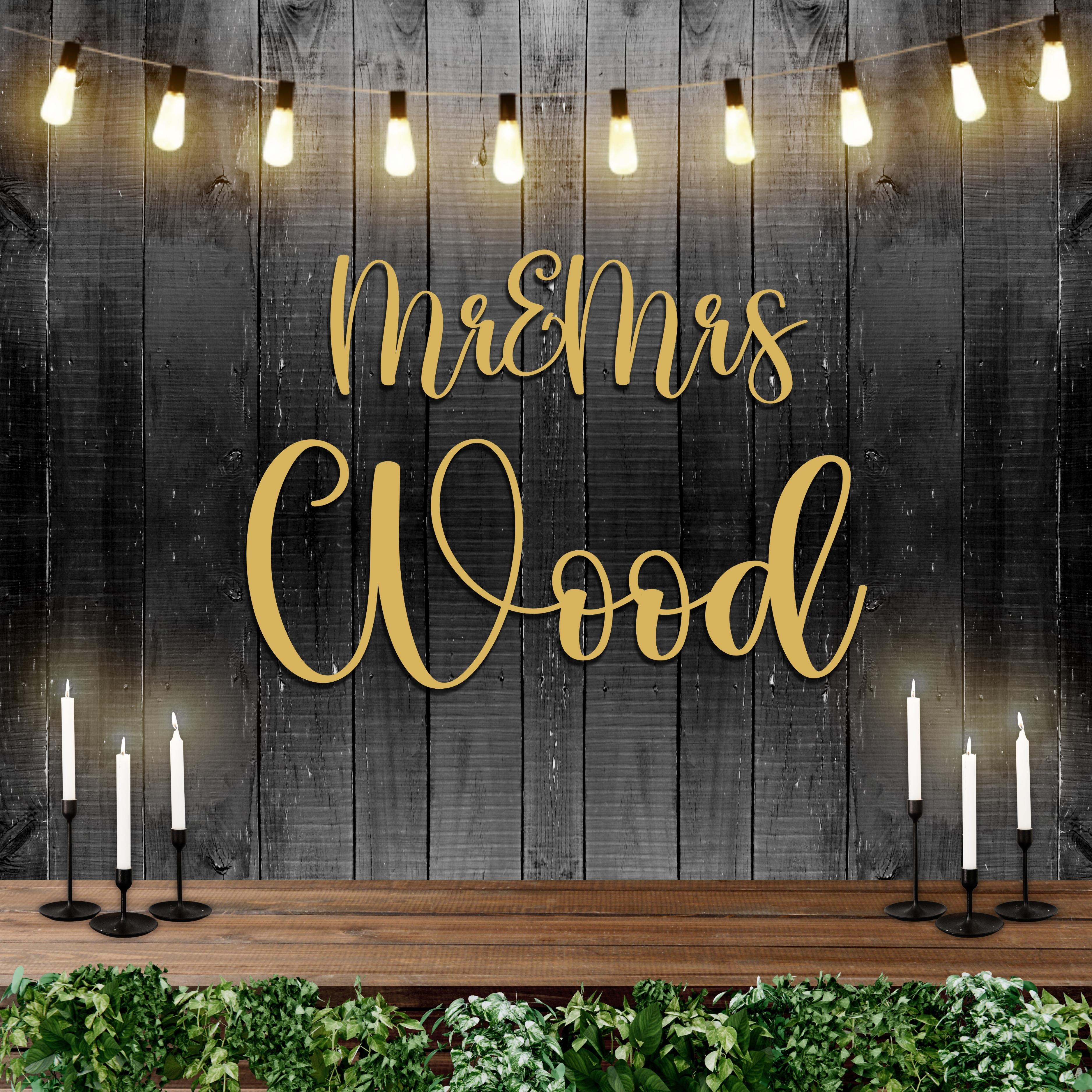 Wedding Gifts Wooden Sign Design & with Name Date Mr Mrs Wood Cutout popular for 3D appearance All Wood Black Cutout with White Rustic Decor Custom