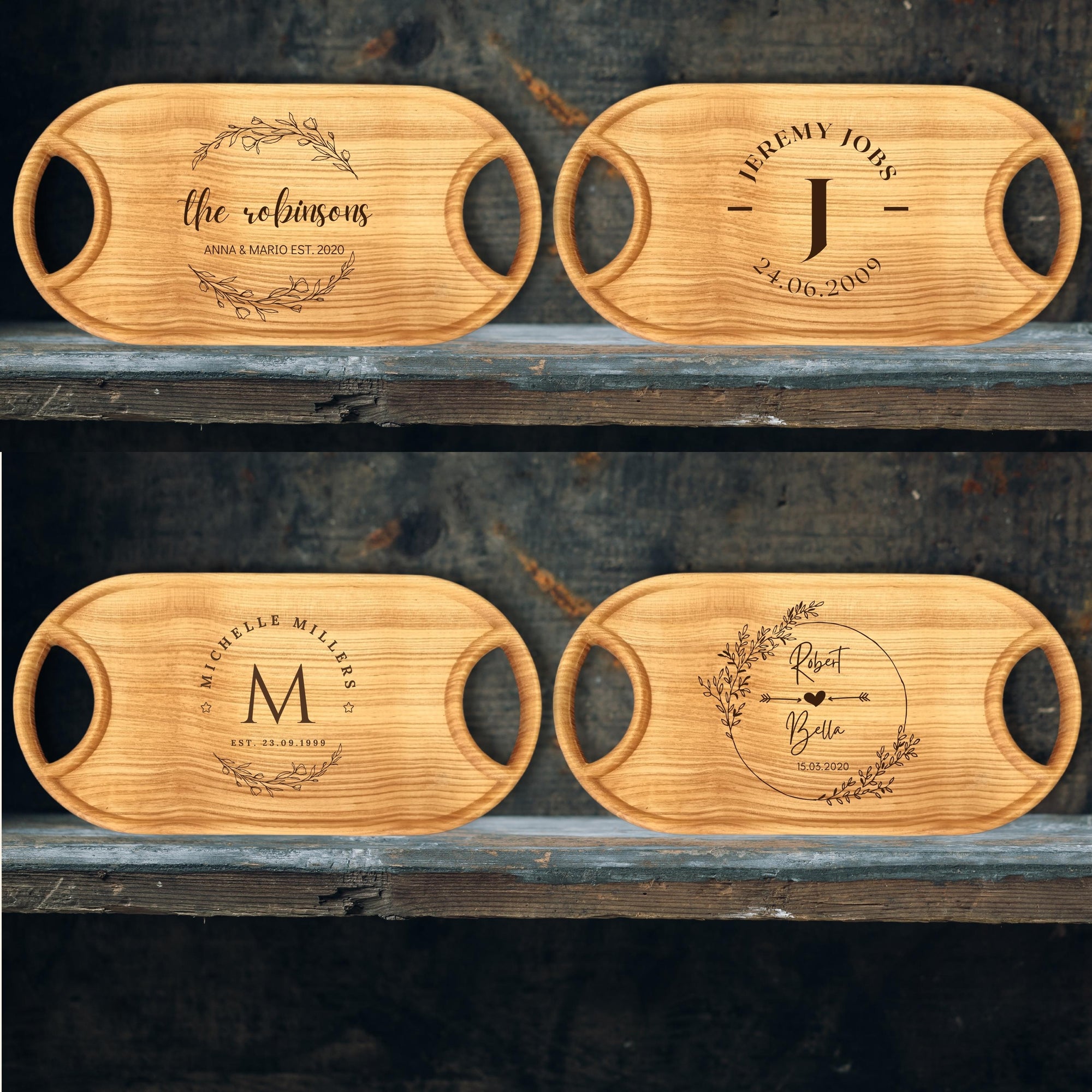 Personalised Wooden Jewellery/ Tech/ Office/Serving/Catchall Tray, Custom Engraved Timber Organiser, Birthday, Housewarming Gift for Her Him