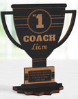 Personalised Number One Sport Player Wooden Trophy, Custom