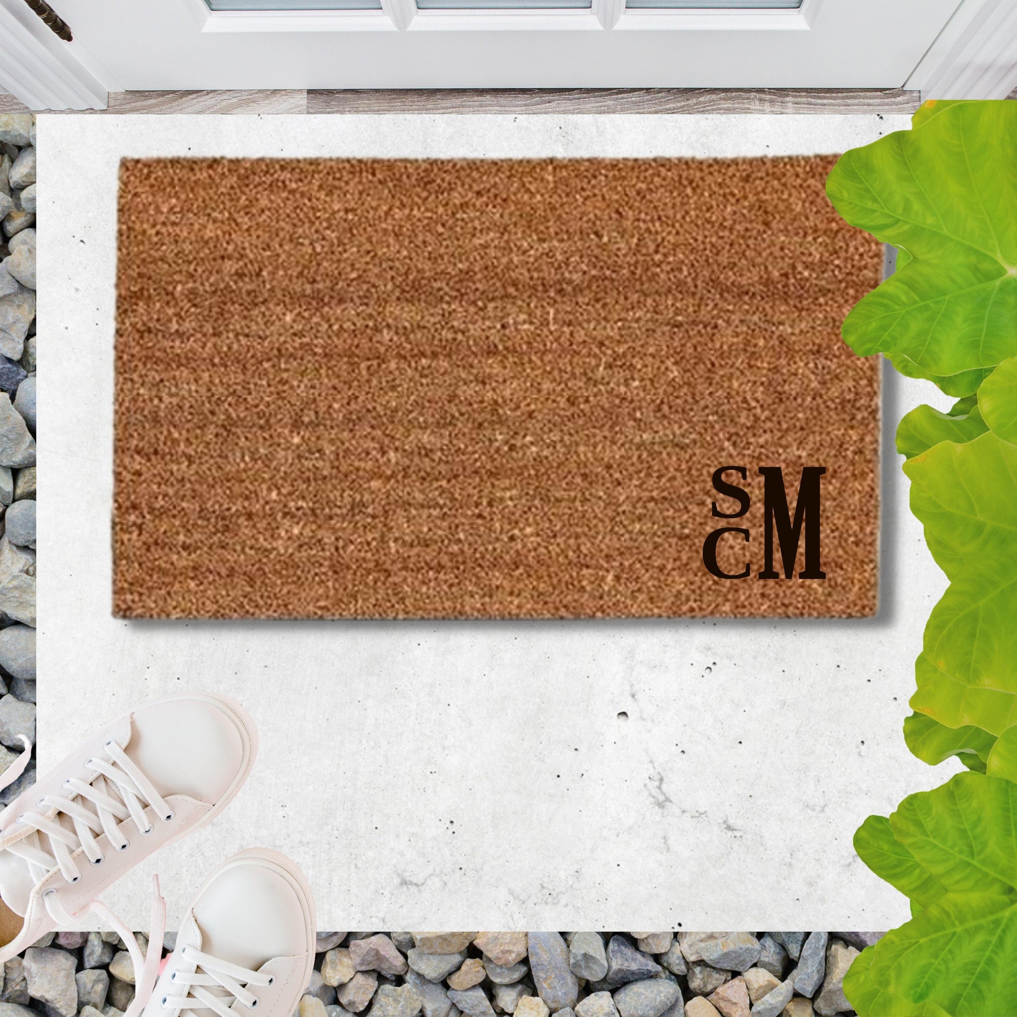 Customised Engraving Doormat, Personalised Initial/ Dog/Caravan/Couple/Family Welcome Entry Outdoor Coir Mat, House Warming/ Wedding Gift
