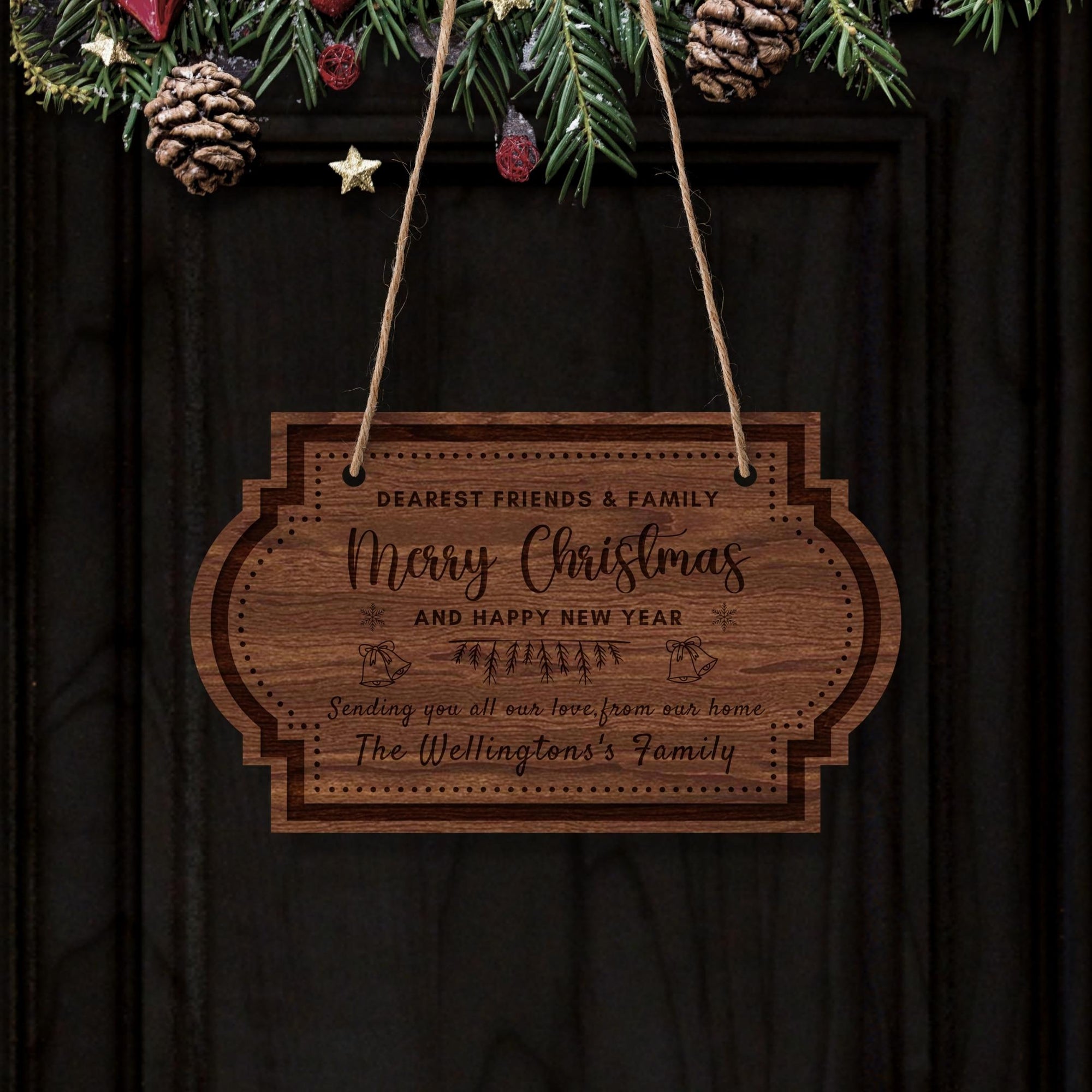 Custom Wooden Engraved Merry Christmas House Front Door Sign, Personalised Timber Noel/ Santa Welcome Home Signage, Wall Hanging New Year Xmas Decoration