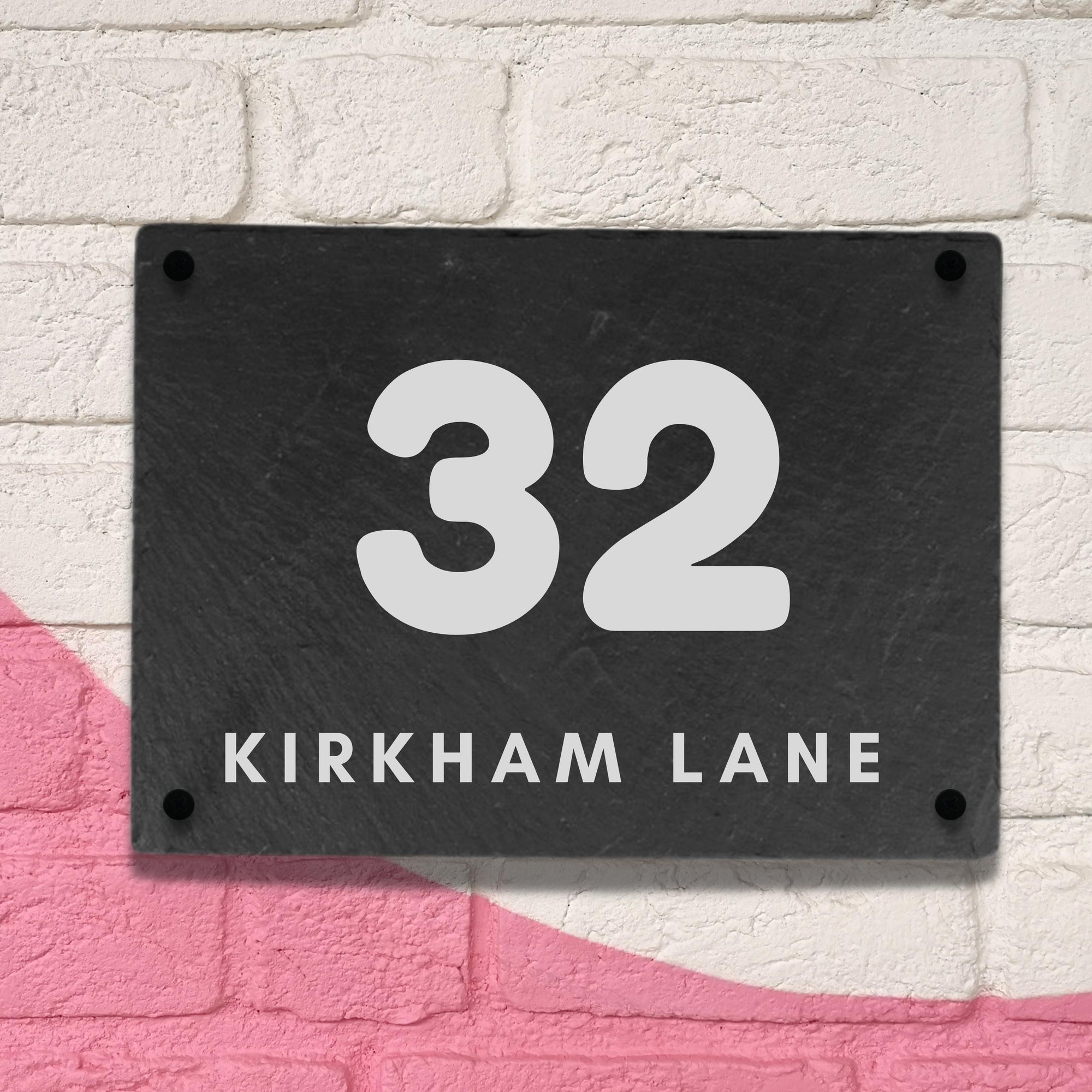 Personalised Slate Door Number Plaque/ House Name Sign/ Charcoal Plate Custom Engraved Gate/ Rustic Farmhouse Signage/ House Warming Gift