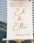 Custom Timber Wedding Welcome Sign, Personalised Rustic/ Vintage/ Boho, Country Hippie style Wooden Names, Ceremony/ Event/ Engagement/ Bridal Shower/ Birthday Signage on Easel