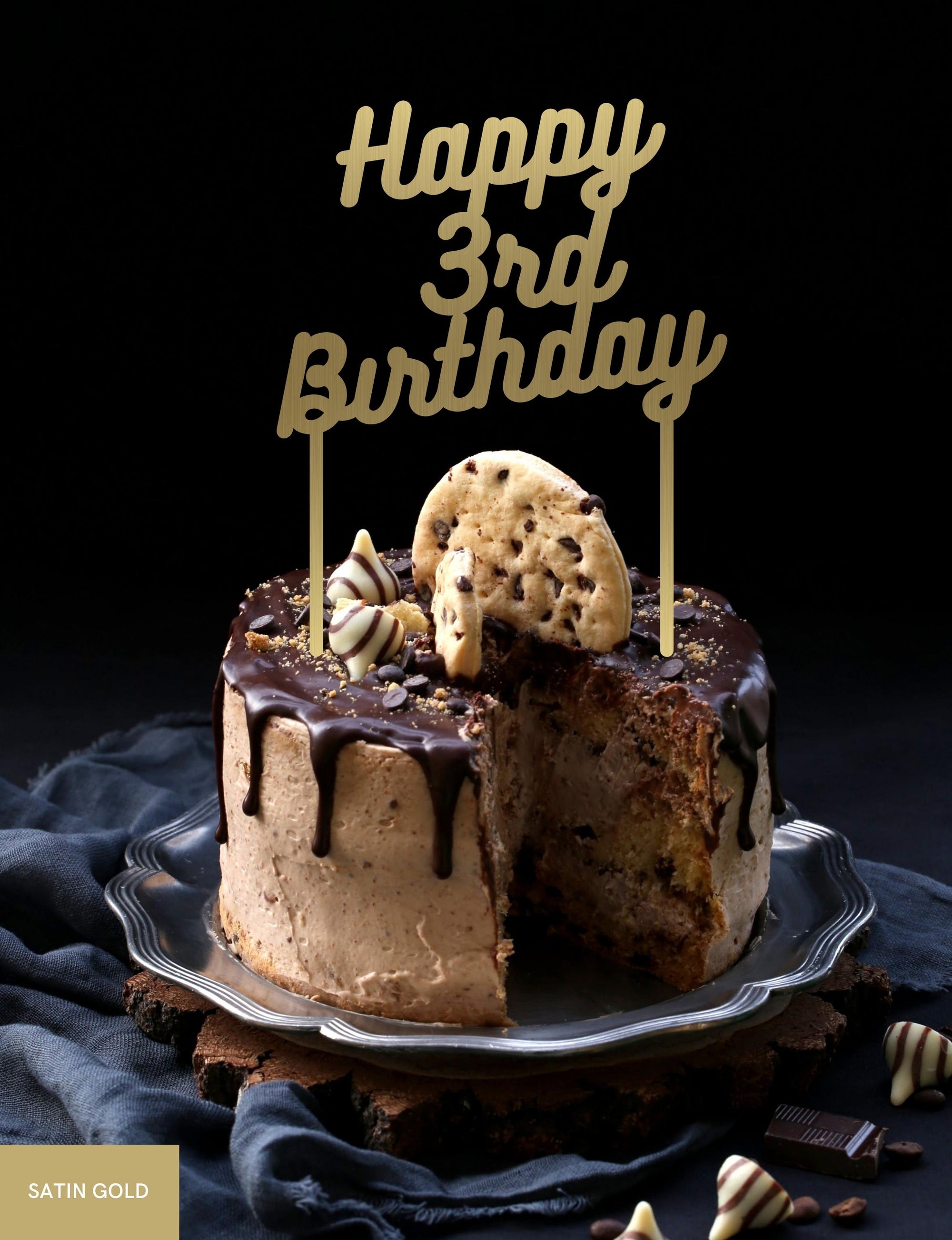 Personalised Happy Birthday MDF/ Mirror Acrylic Cake Topper, Cut Out Custom Joint Name & Age, Wedding/ Celebration/ Event Party Decor Supply