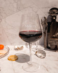 Engraved 640ml Red Wine Italian Crystal Glass, Personalised Custom Monogram Glassware, Housewarming Groomsmen Bridal Wedding Corporate Gift