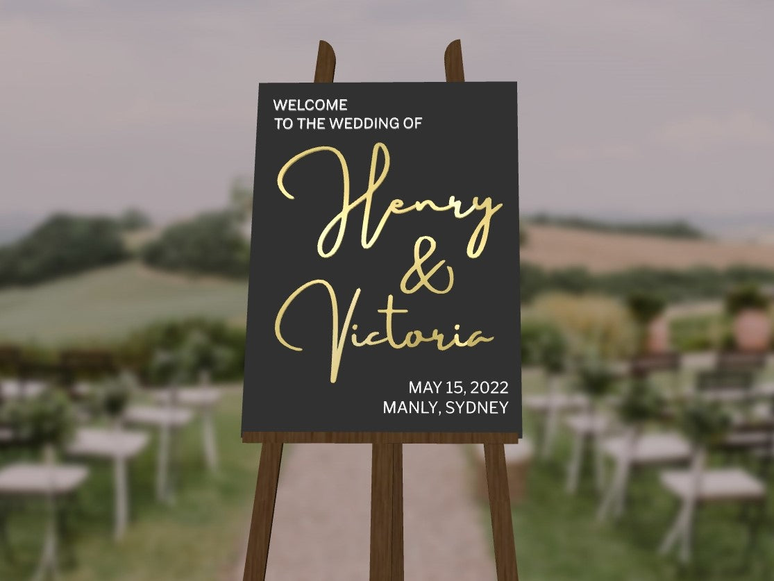 Custom Acrylic Wedding Welcome 3D Sign, Personalised Rose/ Gold Mirror Names, Ceremony/ Event/ Engagement/ Bridal Shower/ Birthday Signage on Easel