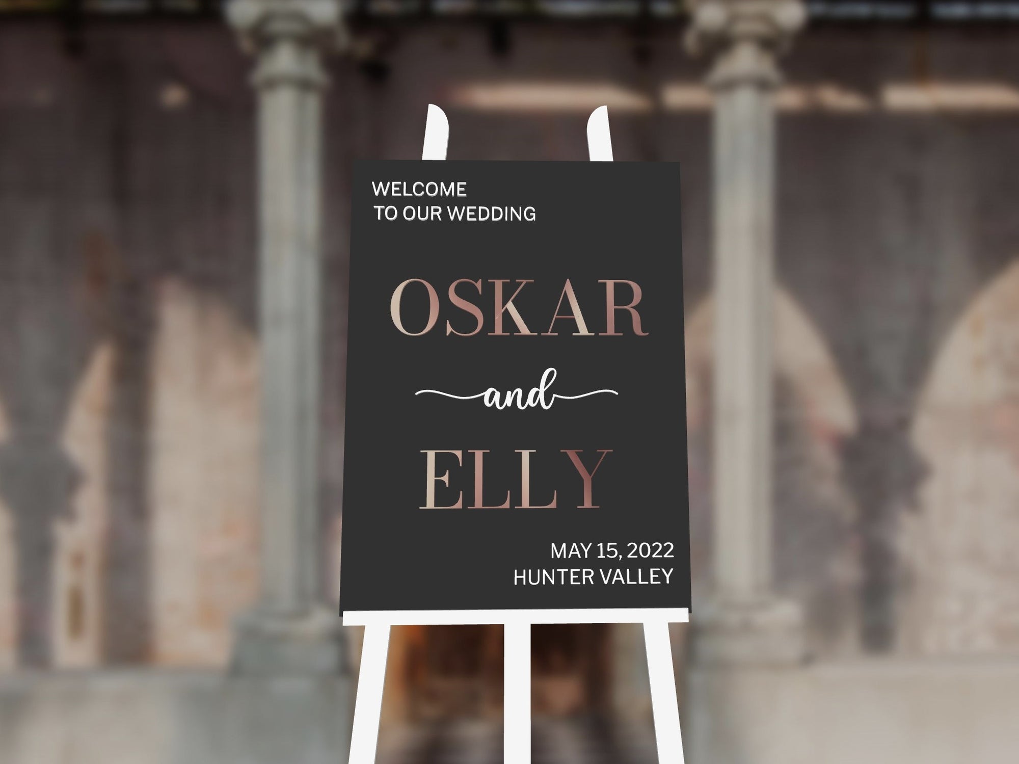 Acrylic 3D Welcome Wedding Vertical Signage - Style 2