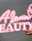 Custom Acrylic 3D Double Layered Business Logo Sign, Personalised Rose/ Gold Mirror Names, Coffee, Retail, Spa, Eyelash Signage