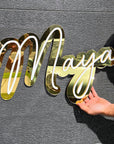 Custom Acrylic 3D Double Layered Name Sign, Personalised Rose/ Gold Mirror Names, Ceremony/ Event/ Baby Shower/ Christian/ Baptism Birthday Signage