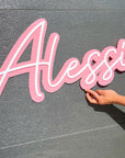 Custom Made Acrylic Mirror 3D Double Layer Script Name Sign, Personalised Wooden Nursery Name Plaque, Party/ Baby Shower/ Christian/ Baptism Birthday Signage