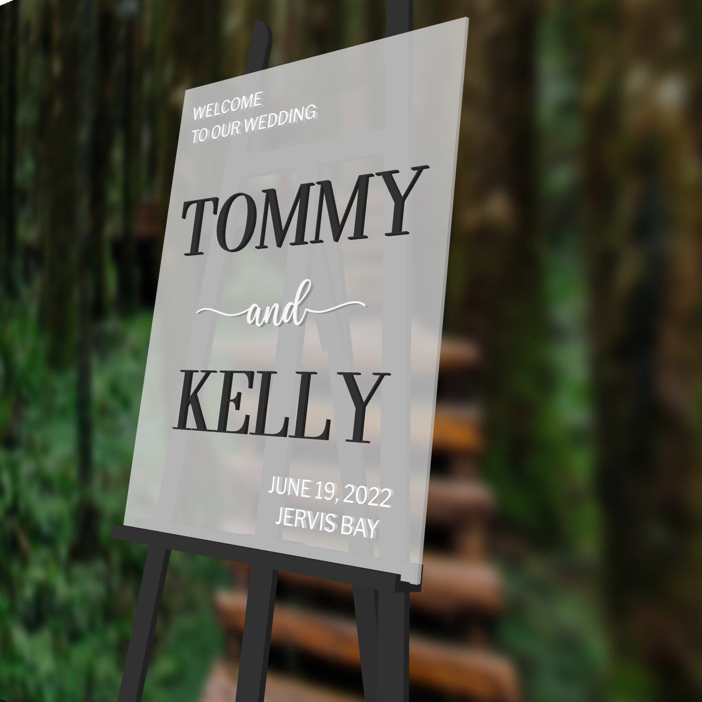 Acrylic 3D Welcome Wedding Vertical Signage - Style 2