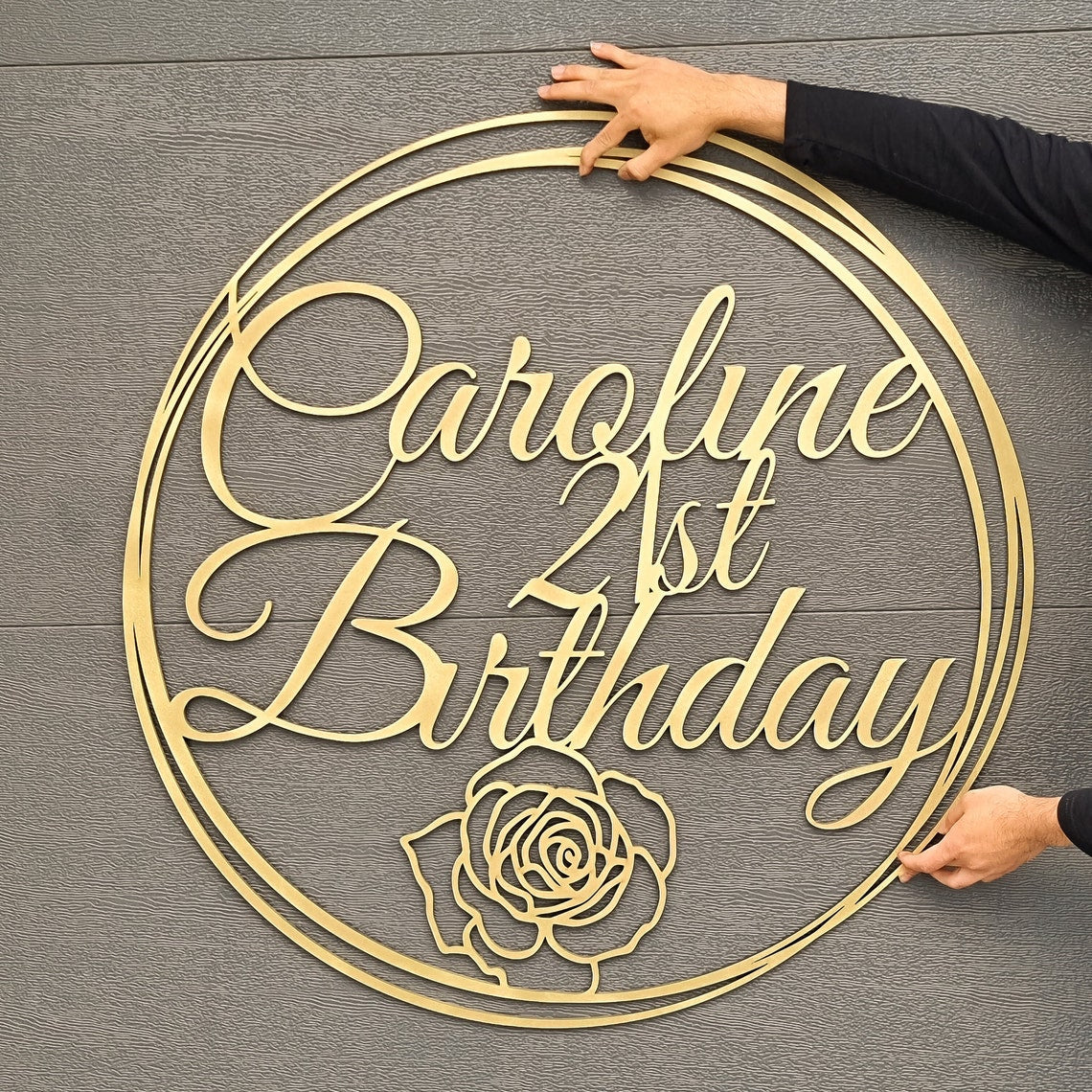 Birthday Rose & Scribble Circle Hoop Sign