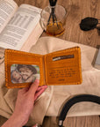 Personalised Hand Stitched Genuine Real Leather Cowhide Bifold Wallet, Monogram Custom Engraved Gift for Him/ Father/Groomsmen/ Dad/ Husband Anniversary