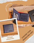 Personalised Genuine Real Leather Cowhide Bifold Wallet, Monogram Custom Engraved Gift for Him/ Father/ Groomsmen/Dad/ Husband Anniversary