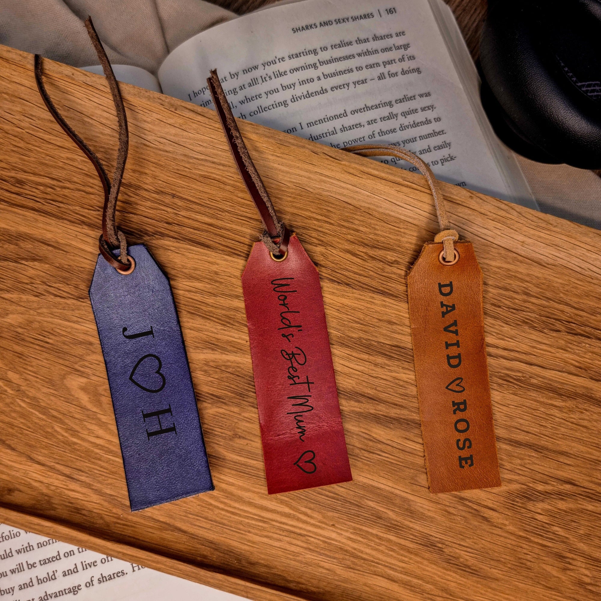 Personalised Cowhide Real Leather Bookmark/ Travel Luggage Tag, Monogram Custom Laser Engraved/ Gift for Him & Her/ Father/ Birthday/ Mum