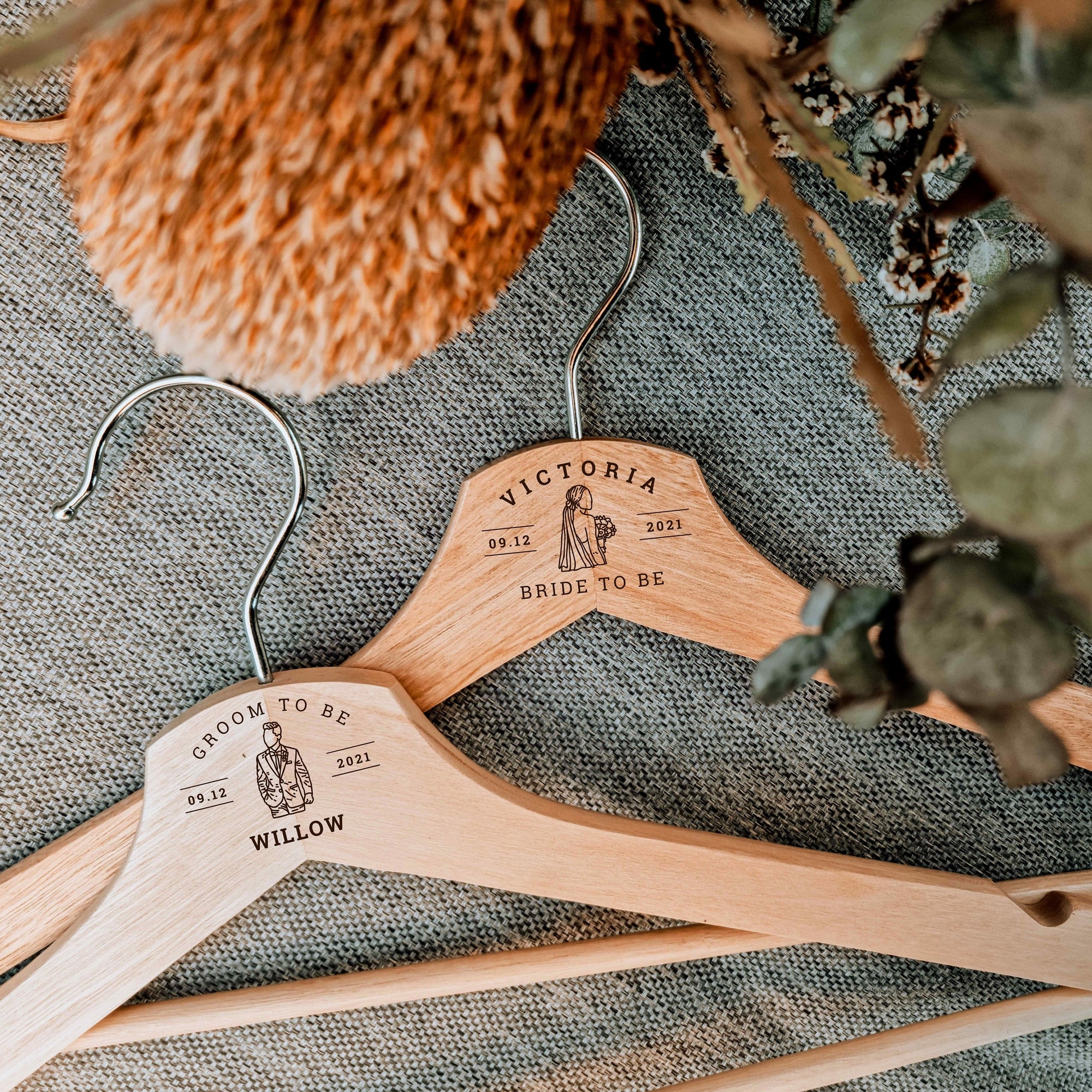 Personalised Wooden Engraved Wedding Dress/ Coat Hanger, Customised Logo Corporate Gift, Bridal/ Groomsman Favours