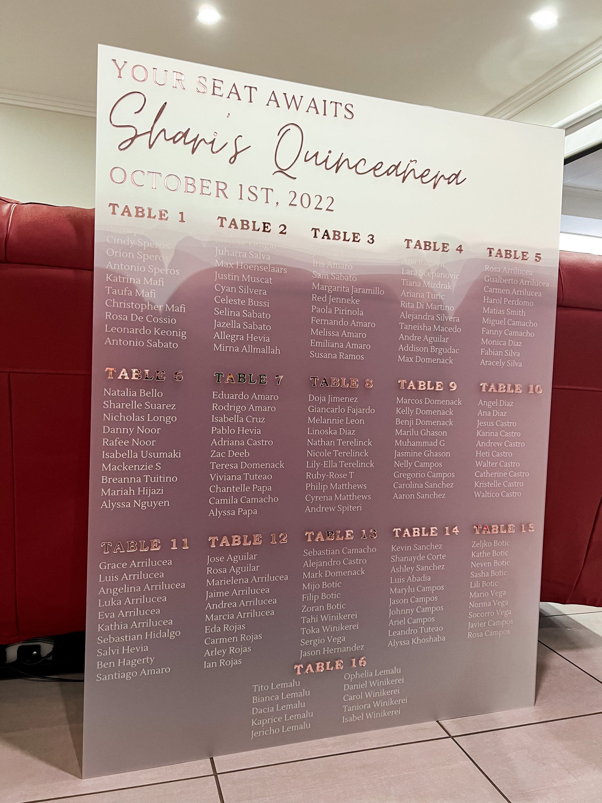 Custom Frosted/ Clear Wedding Seating Chart Sign, Personalised Guest Plan/ Find Table Take a Seat, Modern, Luxury Reception Event Decor