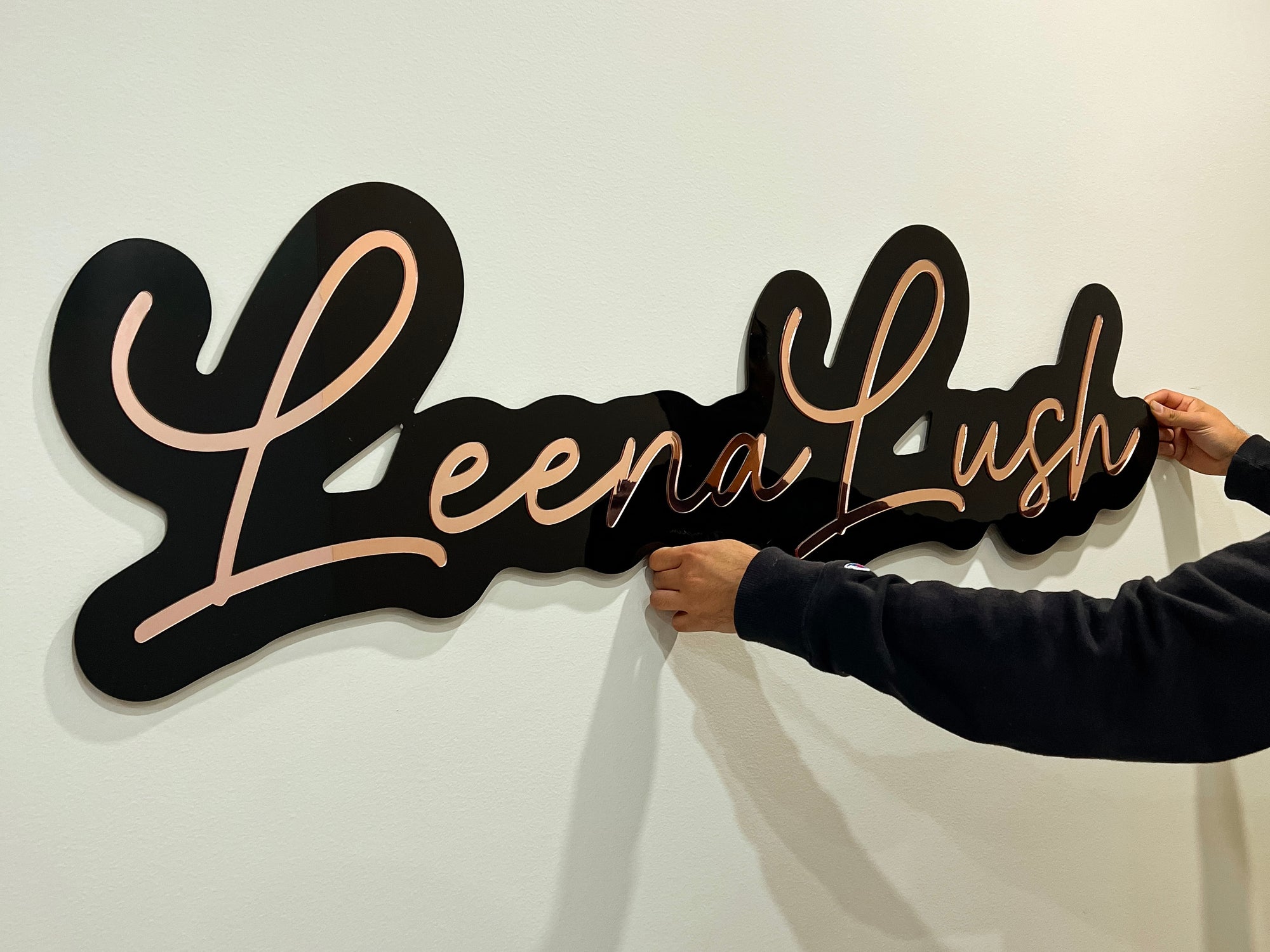 Custom Acrylic 3D Double Layered Business Logo Sign, Personalised Rose/ Gold Mirror Names, Coffee, Retail, Spa, Eyelash Signage