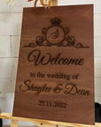Custom Timber Wedding Welcome Sign, Personalised Rustic/ Vintage/ Boho, Country Hippie style Wooden Names, Ceremony/ Event/ Engagement/ Bridal Shower/ Birthday Signage on Easel