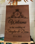 Custom Timber Wedding Welcome Sign, Personalised Rustic/ Vintage/ Boho, Country Hippie style Wooden Names, Ceremony/ Event/ Engagement/ Bridal Shower/ Birthday Signage on Easel