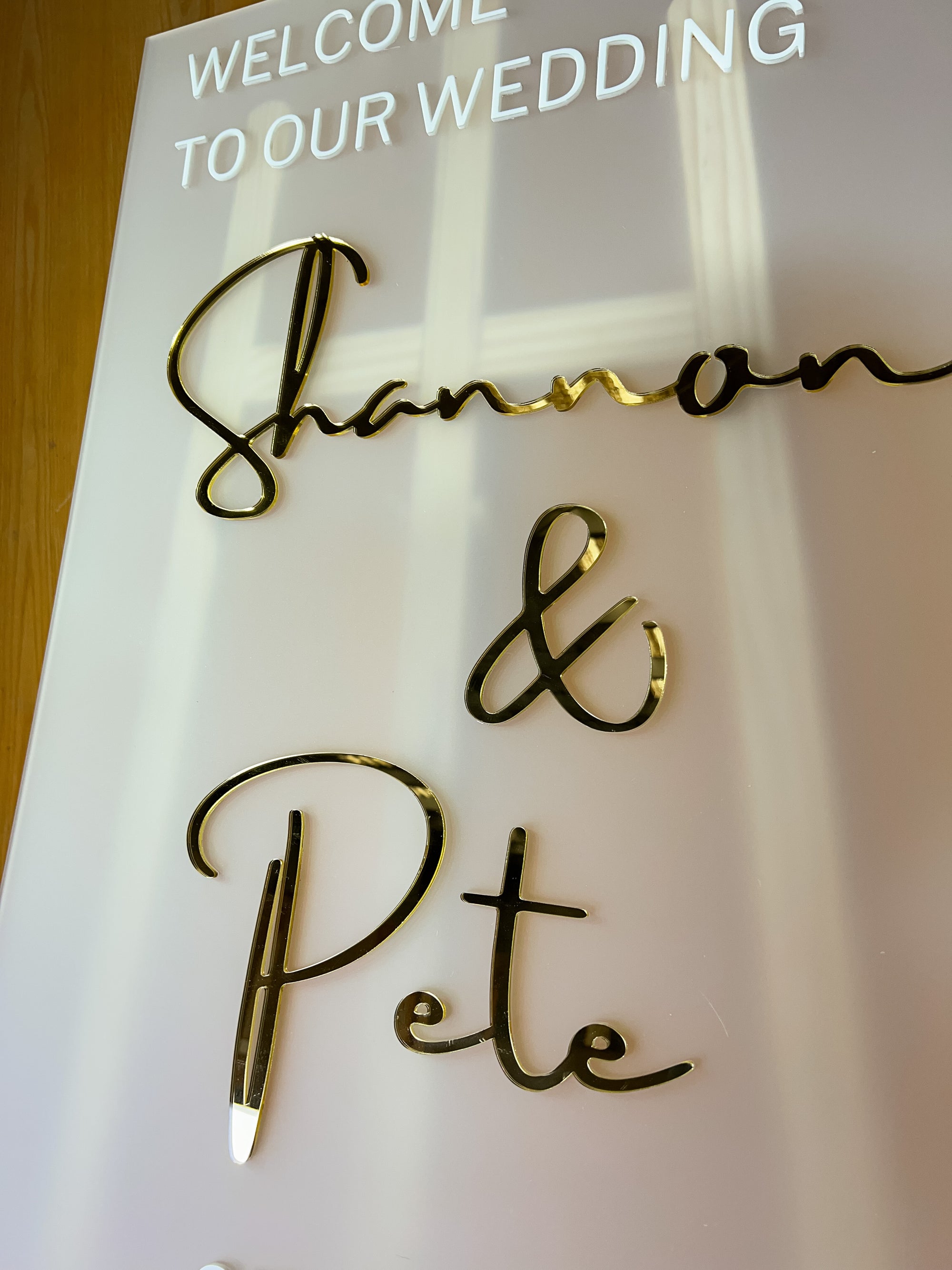Custom Frosted/ Clear Acrylic Wedding Welcome 3D Sign, Personalised Rose/ Gold Mirror Names, Ceremony/ Event/ Engagement/ Bridal Shower/ Birthday Signage on Easel
