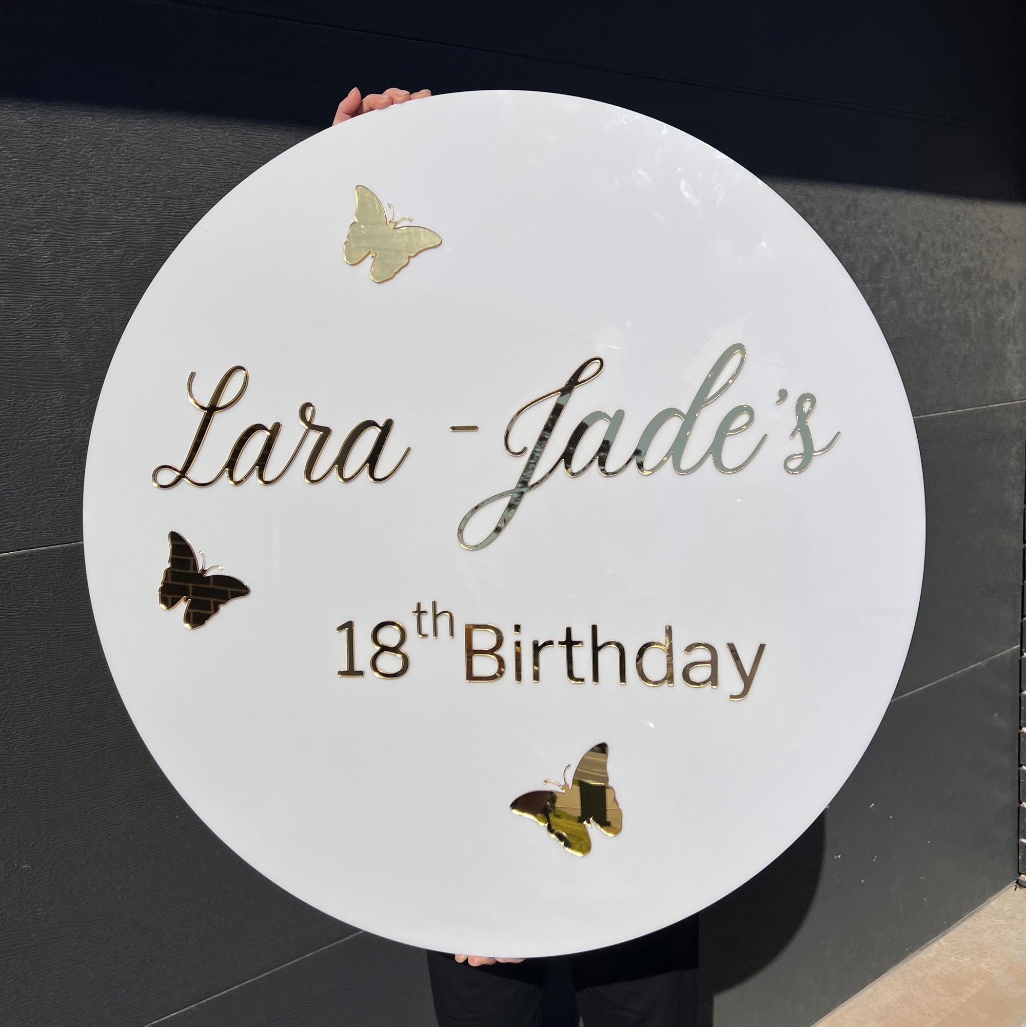 Custom 3D Acrylic Butterfly Birthday Round Sign, Double Layered Personalised Names, Ceremony/ Event/ Engagement/ Bridal Shower/ Birthday Signage on Easel