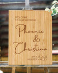 Custom Timber Wedding Welcome Sign, Personalised Rustic/ Vintage/ Boho, Country Hippie style Wooden Names, Ceremony/ Event/ Engagement/ Bridal Shower/ Birthday Signage on Easel