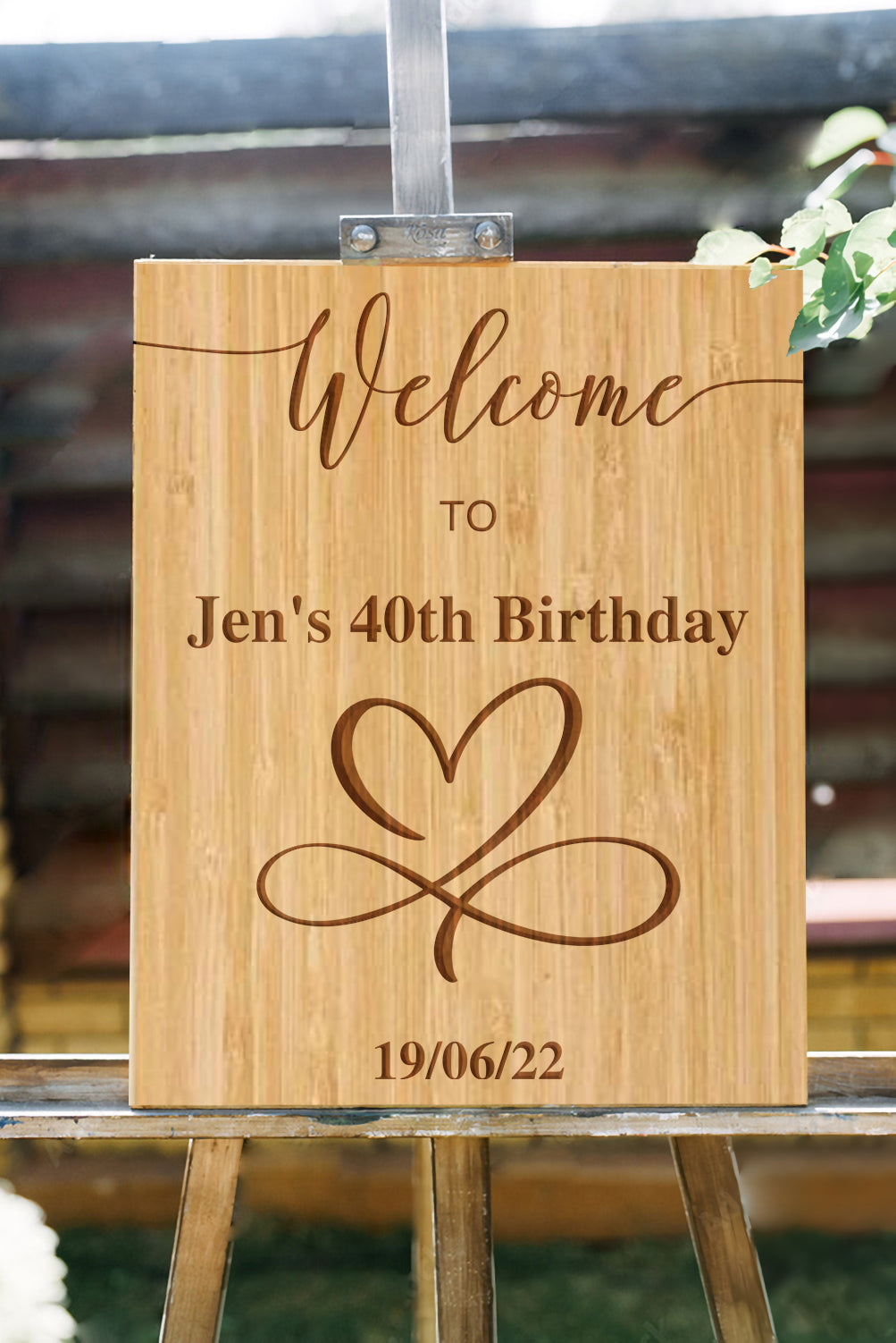 Custom Timber Wedding Welcome Sign, Personalised Rustic/ Vintage/  Boho, Country Hippie style Wooden Names, Ceremony/ Event/ Engagement/ Bridal Shower/ Birthday Signage on Easel