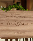 Custom Timber Wedding Welcome Sign, Personalised Rustic/ Vintage/ Boho, Country Hippie style Wooden Names, Ceremony/ Event/ Engagement/ Bridal Shower/ Birthday Signage on Easel